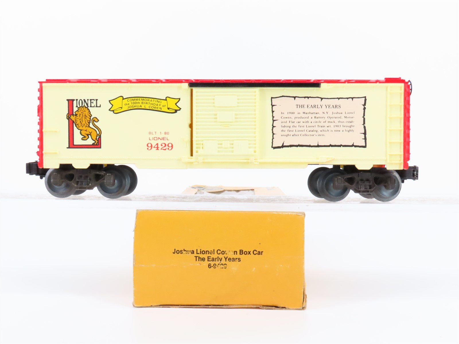 O Gauge 3-Rail Lionel #6-9429 Joshua Lionel Cowen Box Car "The Early Years"