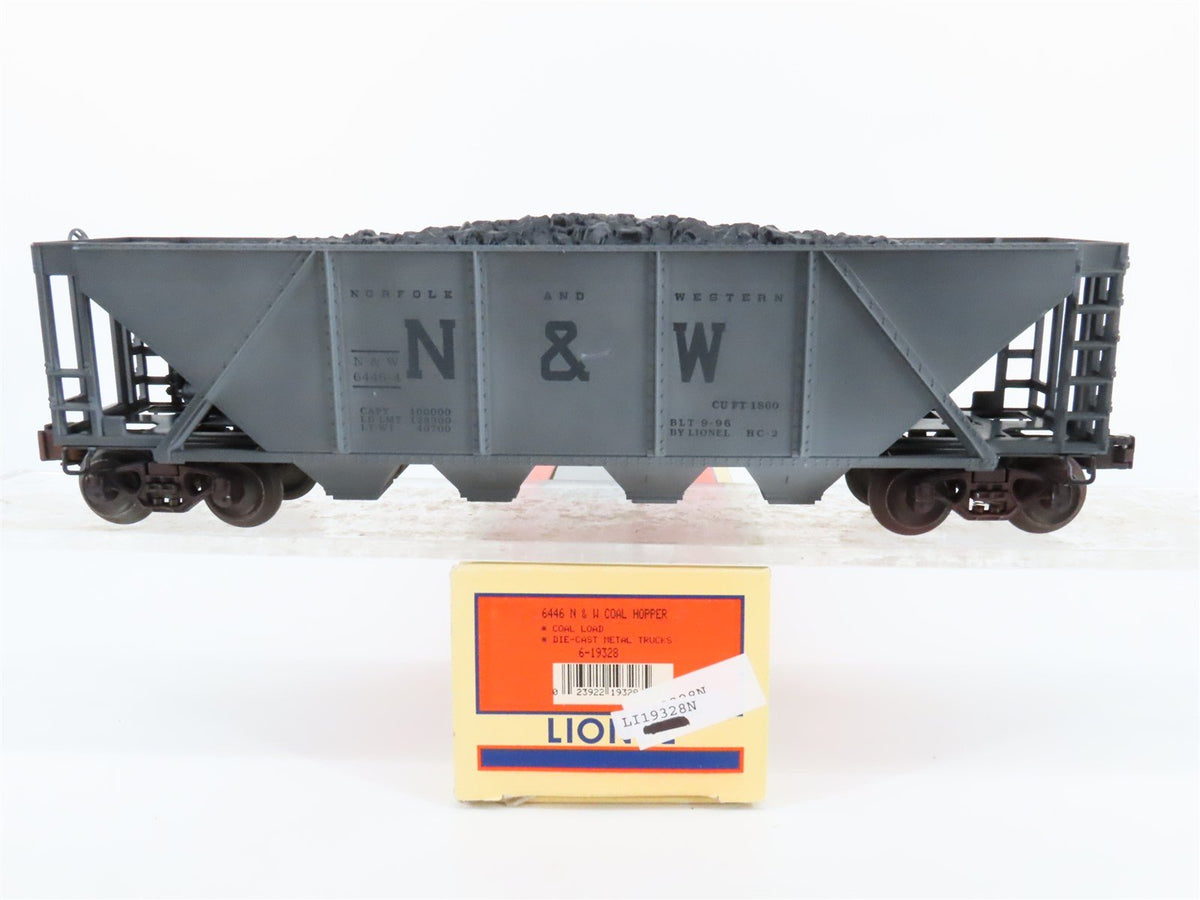 O Gauge 3-Rail Lionel 6-19328 N&amp;W Norfolk &amp; Western 4-Bay Hopper 6446-4 w/ Load