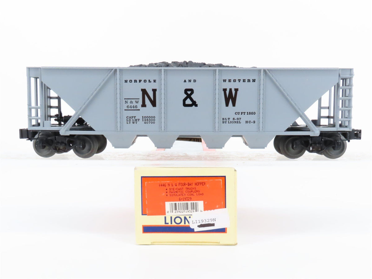 O Gauge 3-Rail Lionel 6-19329 N&amp;W Norfolk &amp; Western 4-Bay Hopper #6446 w/ Load