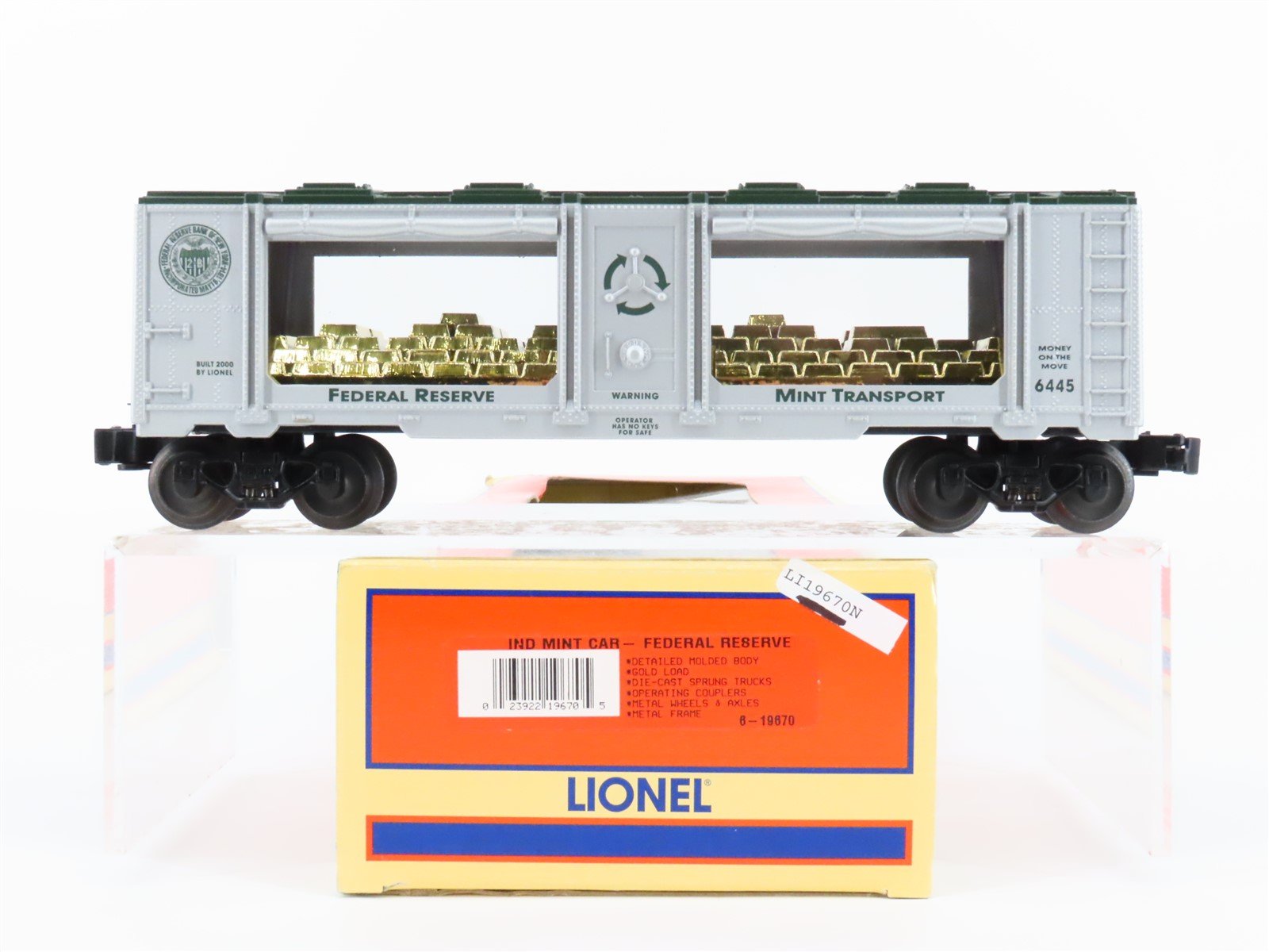 O Gauge 3-Rail Lionel #6-19670 New York Federal Reserve Mint Car #6445