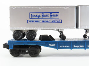 O Gauge 3-Rail Lionel #6-16307 NKP Nickel Plate Road Flat Car w/ Trailers