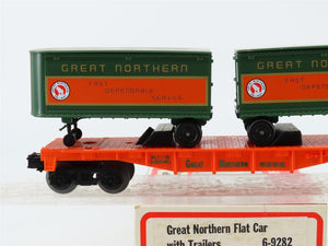 O Gauge 3-Rail Lionel #6-9282 GN Great Northern Flat Car w/ Trailers