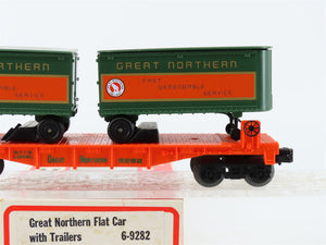 O Gauge 3-Rail Lionel #6-9282 GN Great Northern Flat Car w/ Trailers