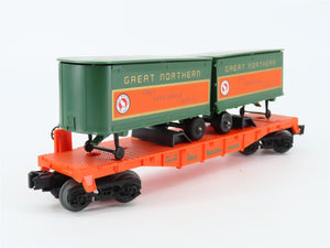 O Gauge 3-Rail Lionel #6-9282 GN Great Northern Flat Car w/ Trailers