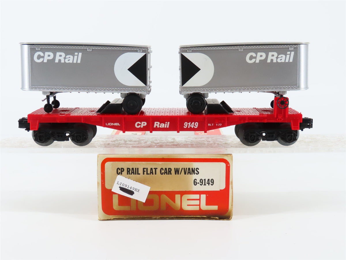 O Gauge 3-Rail Lionel #6-9149 CP Rail Canadian Pacific Flat Car w/ Trailers