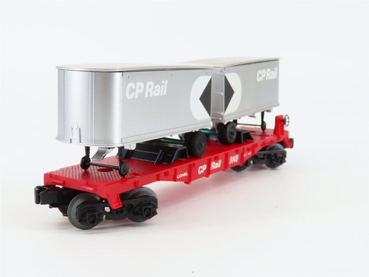 O Gauge 3-Rail Lionel #6-9149 CP Rail Canadian Pacific Flat Car w/ Trailers