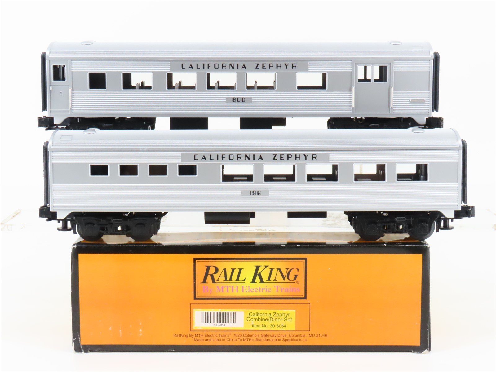 O Gauge 3-Rail MTH Rail King 30-6054 California Zephyr Passenger Car Set of 2