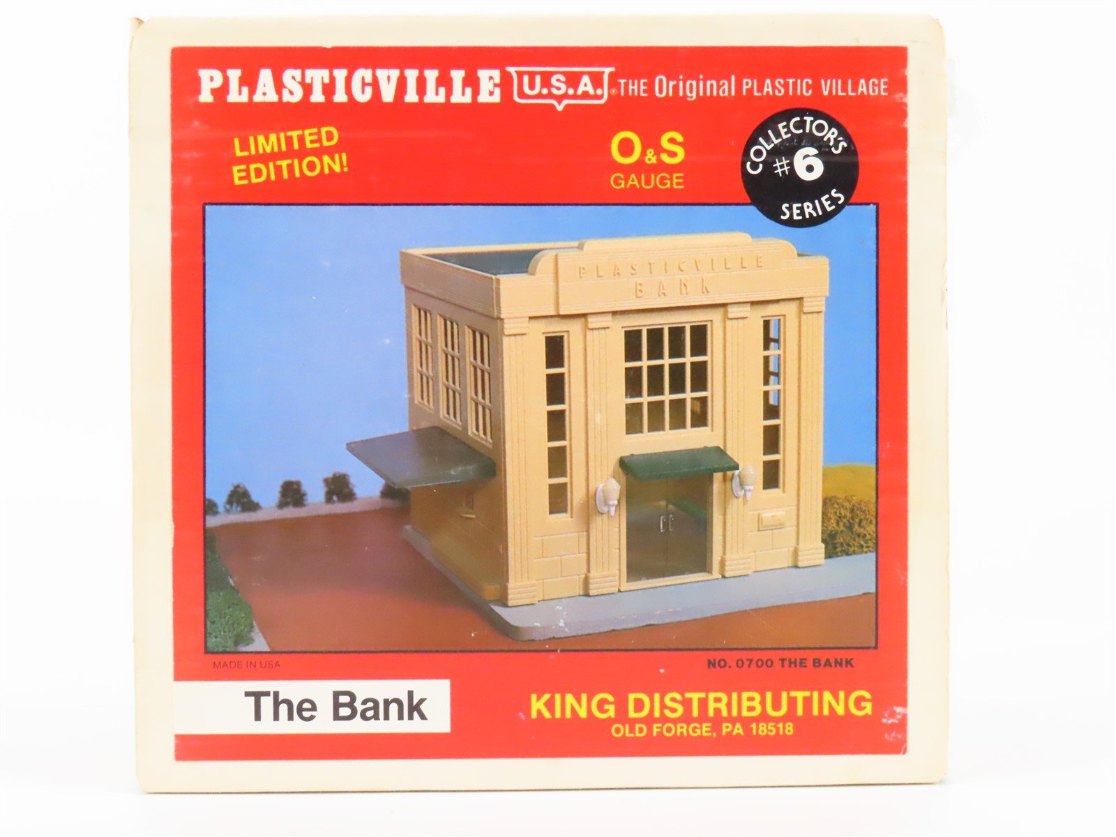 O-S Scale Plasticville USA 0700 "The Bank" Buff/Green Building Kit