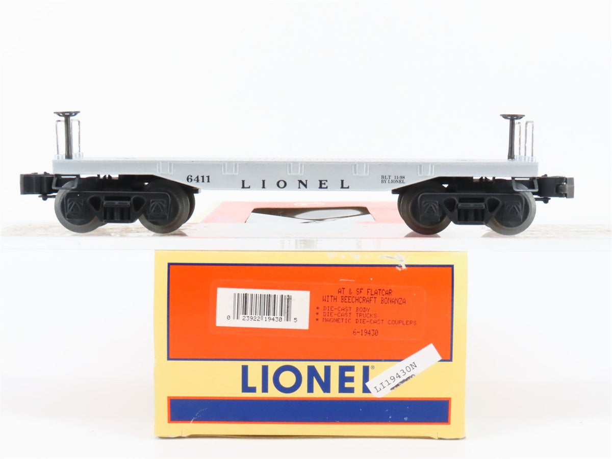 O Gauge 3-Rail Lionel 6-19430 ATSF Santa Fe Flat Car #6411 w/ Beechcraft Bonanza