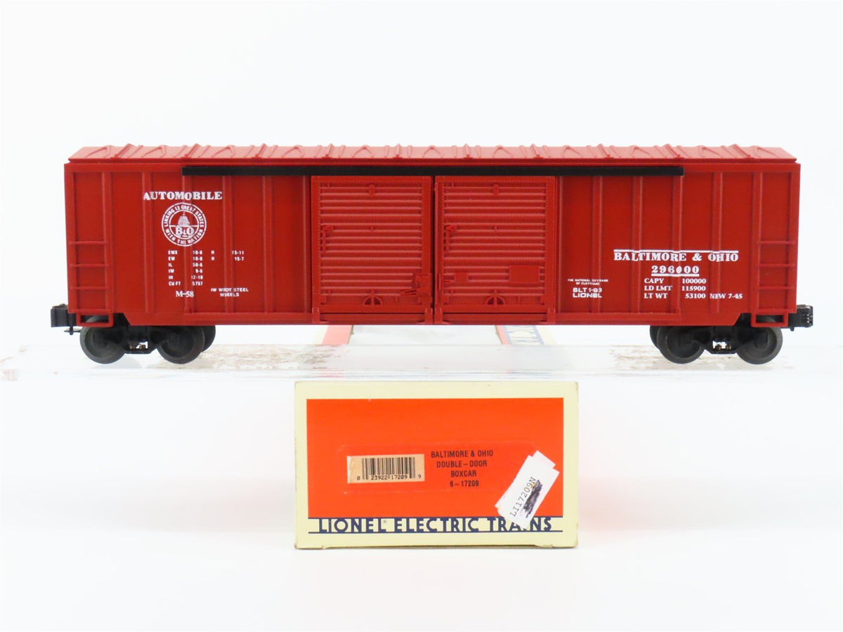 O Gauge 3-Rail Lionel 6-17209 B&amp;O Baltimore &amp; Ohio Double Door Box Car #296000