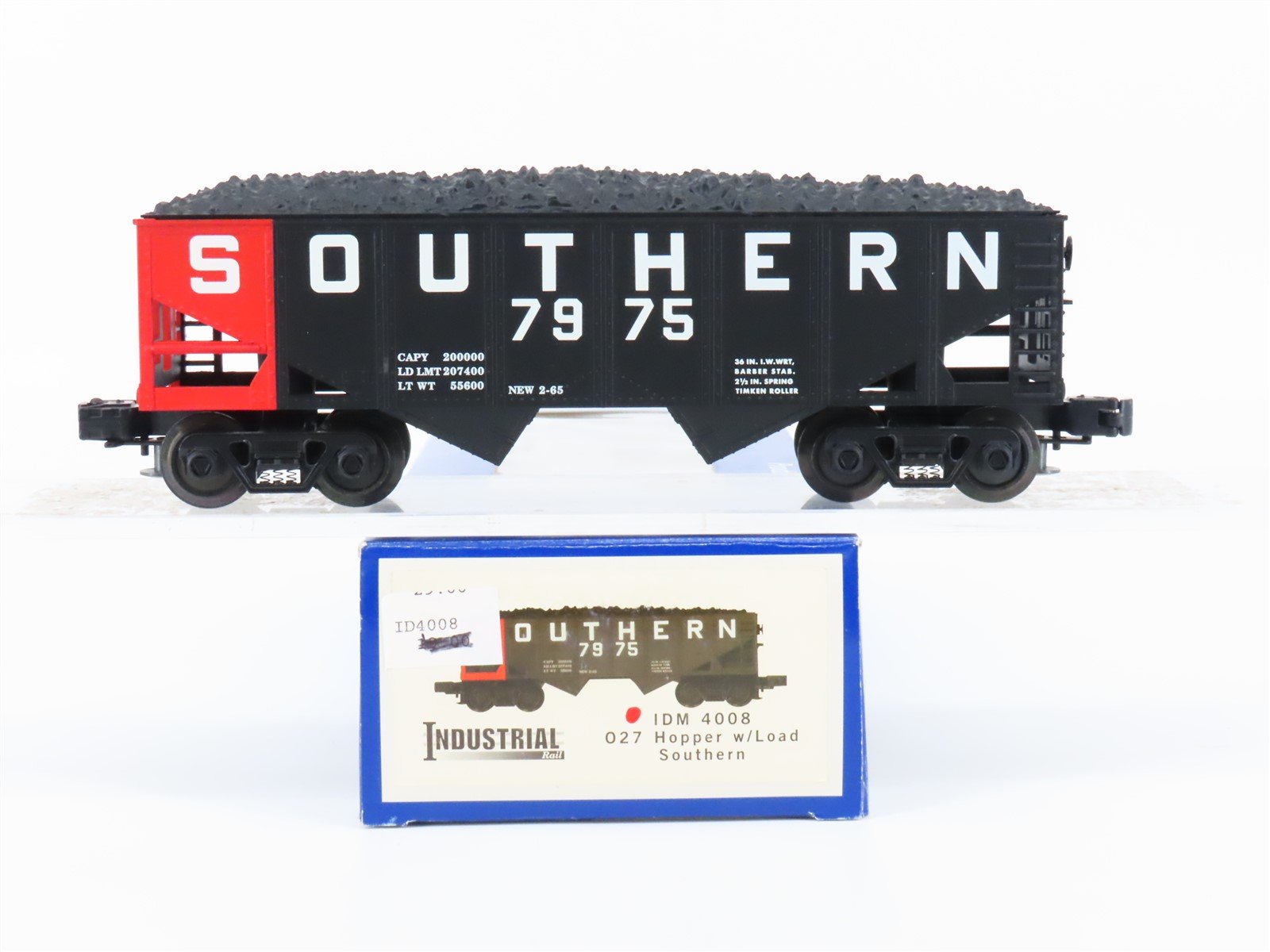 O Gauge 3-Rail Industrial Rail IDM 4008 SOU Southern 2-Bay Hopper #7975 w/ Load