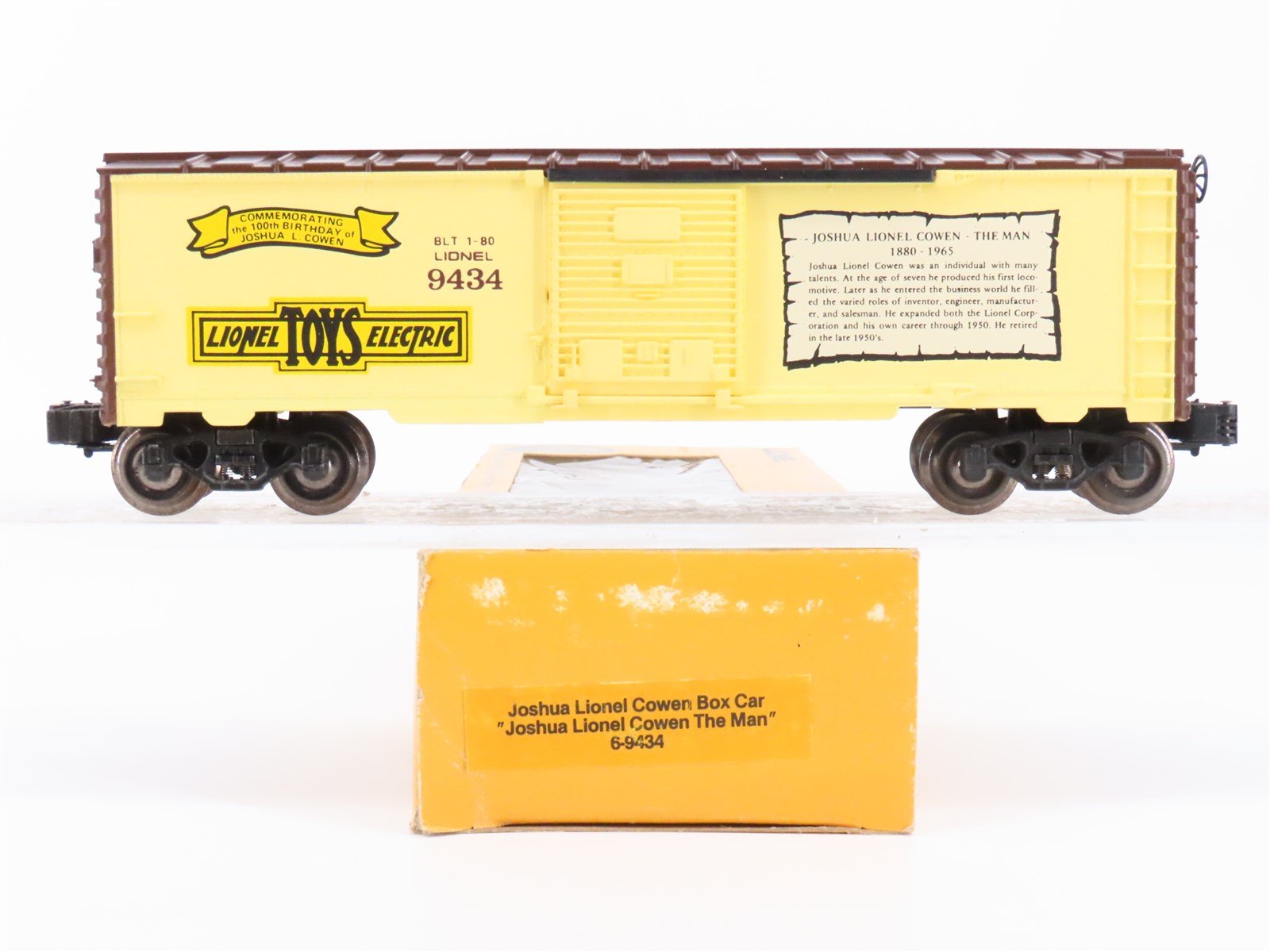 O Gauge 3-Rail Lionel 6-9434 Joshua L Cowen "The Man" Commemorative Box Car 9434