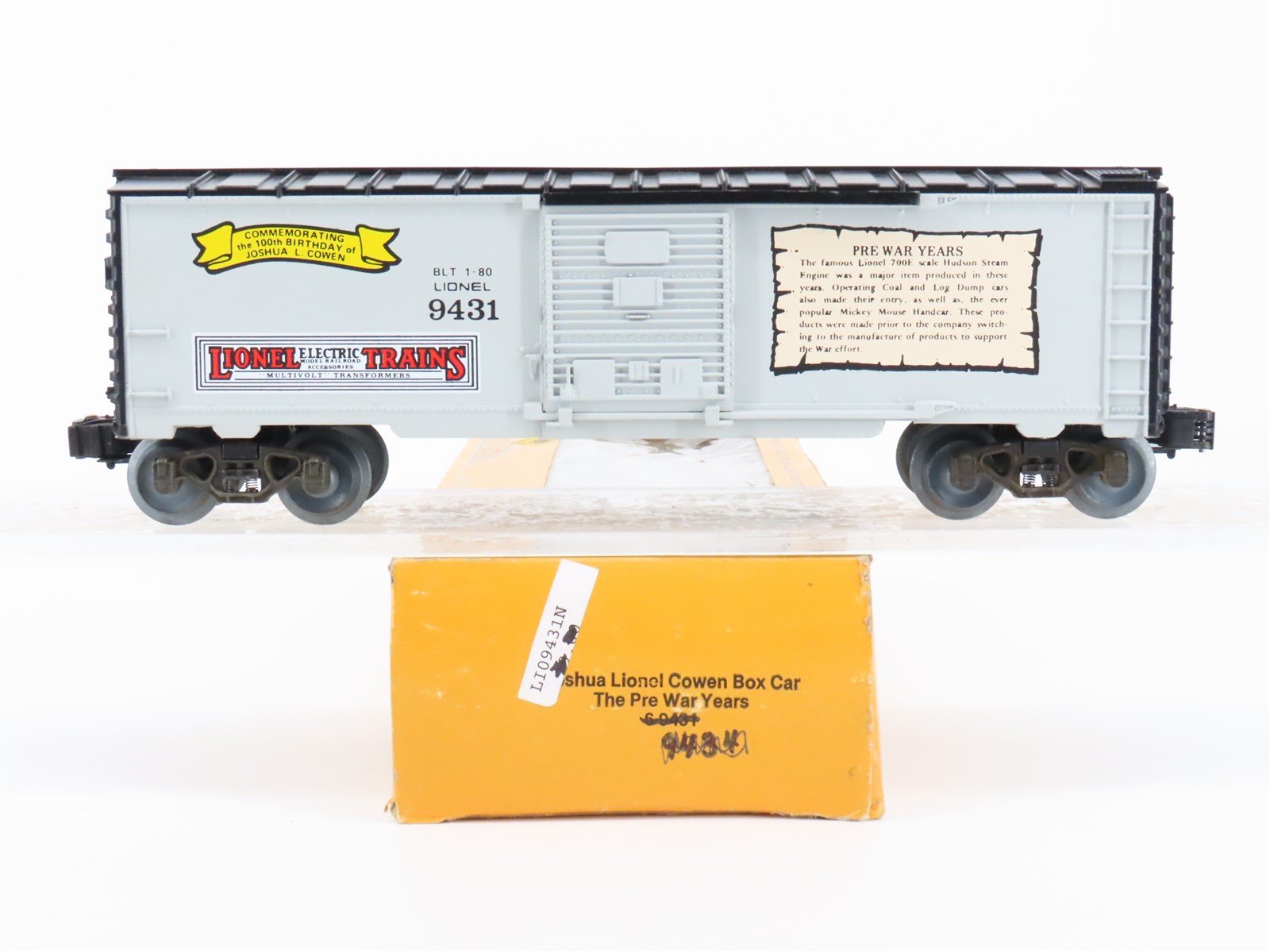 O Gauge 3-Rail Lionel 6-9431 Joshua L Cowen Commemorative Box Car #9431