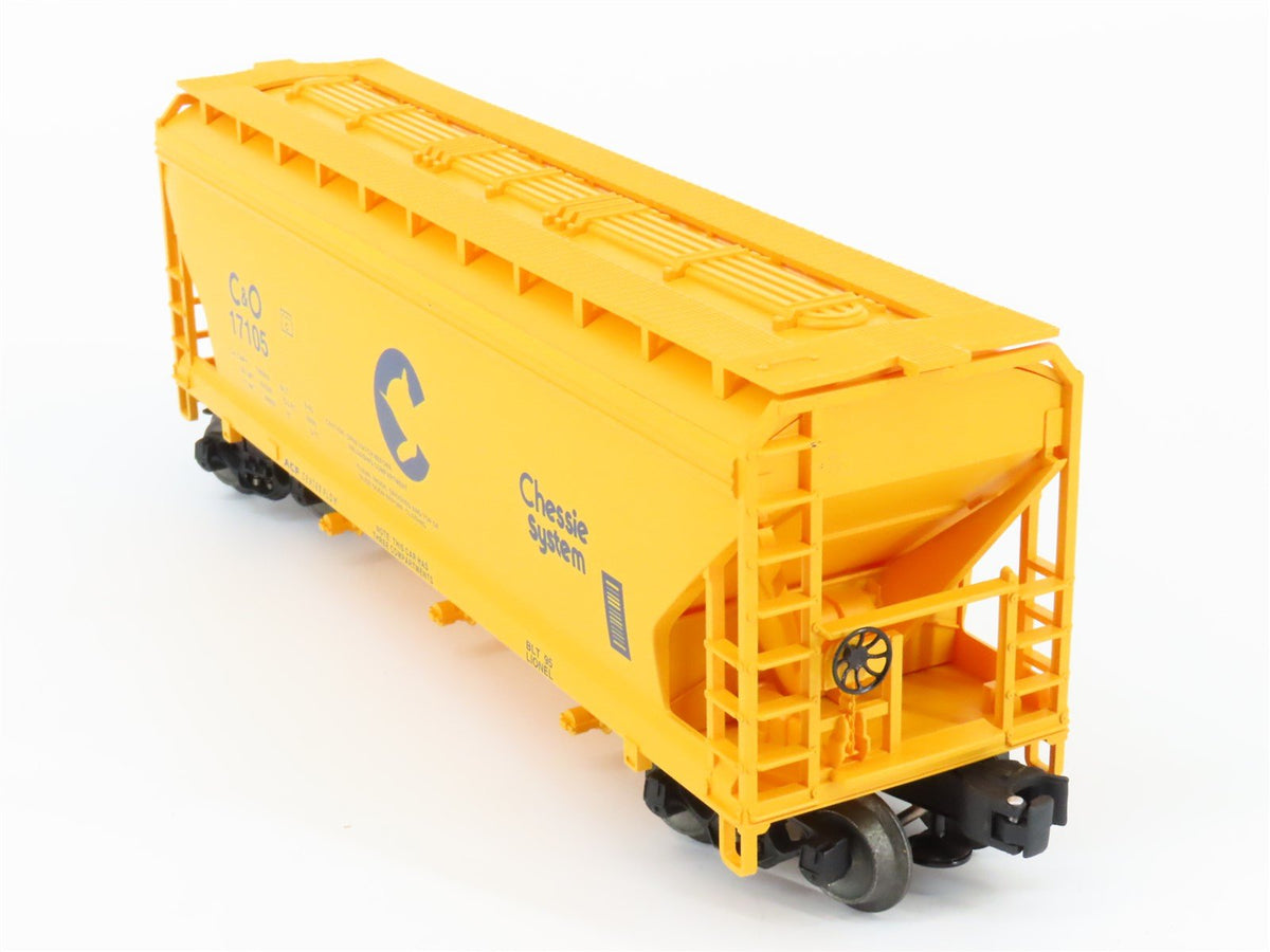 O Gauge 3-Rail Lionel 6-17105 C&amp;O Chessie System ACF 3-Bay Covered Hopper #17105