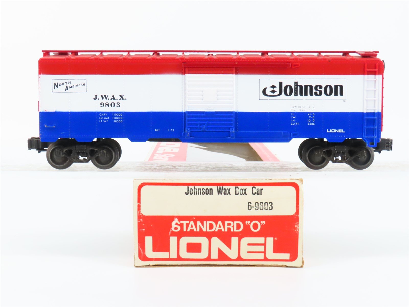 O Gauge 3-Rail Lionel 6-9803 JWAX Johnson Wax Single Door Box Car #9803