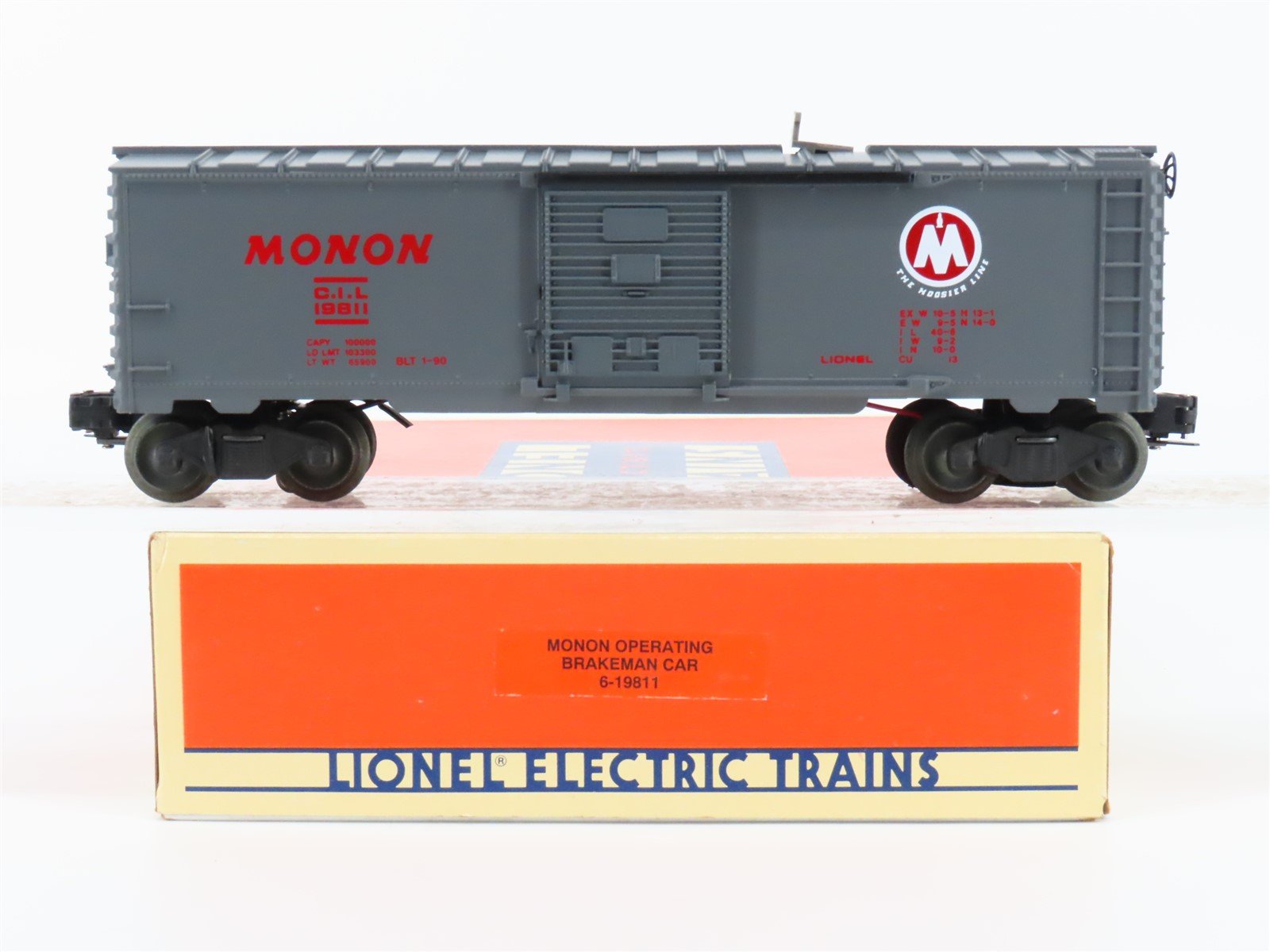 O Gauge 3-Rail Lionel 6-19811 CIL Monon Operating Brakeman Boxcar #19811