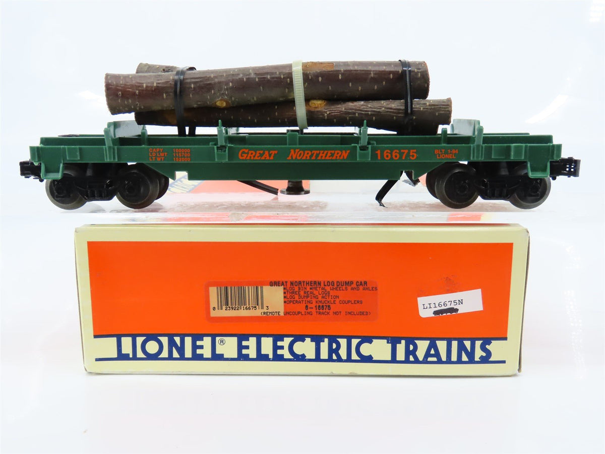 O Gauge 3-Rail Lionel 6-16675 GN Great Northern Log Dump Car #16675