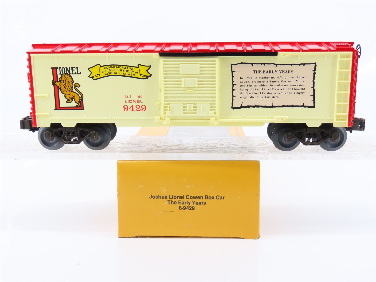 O Gauge 3-Rail Lionel 6-9429 Joshua Lionel Cowen "The Early Years" Box Car #9429