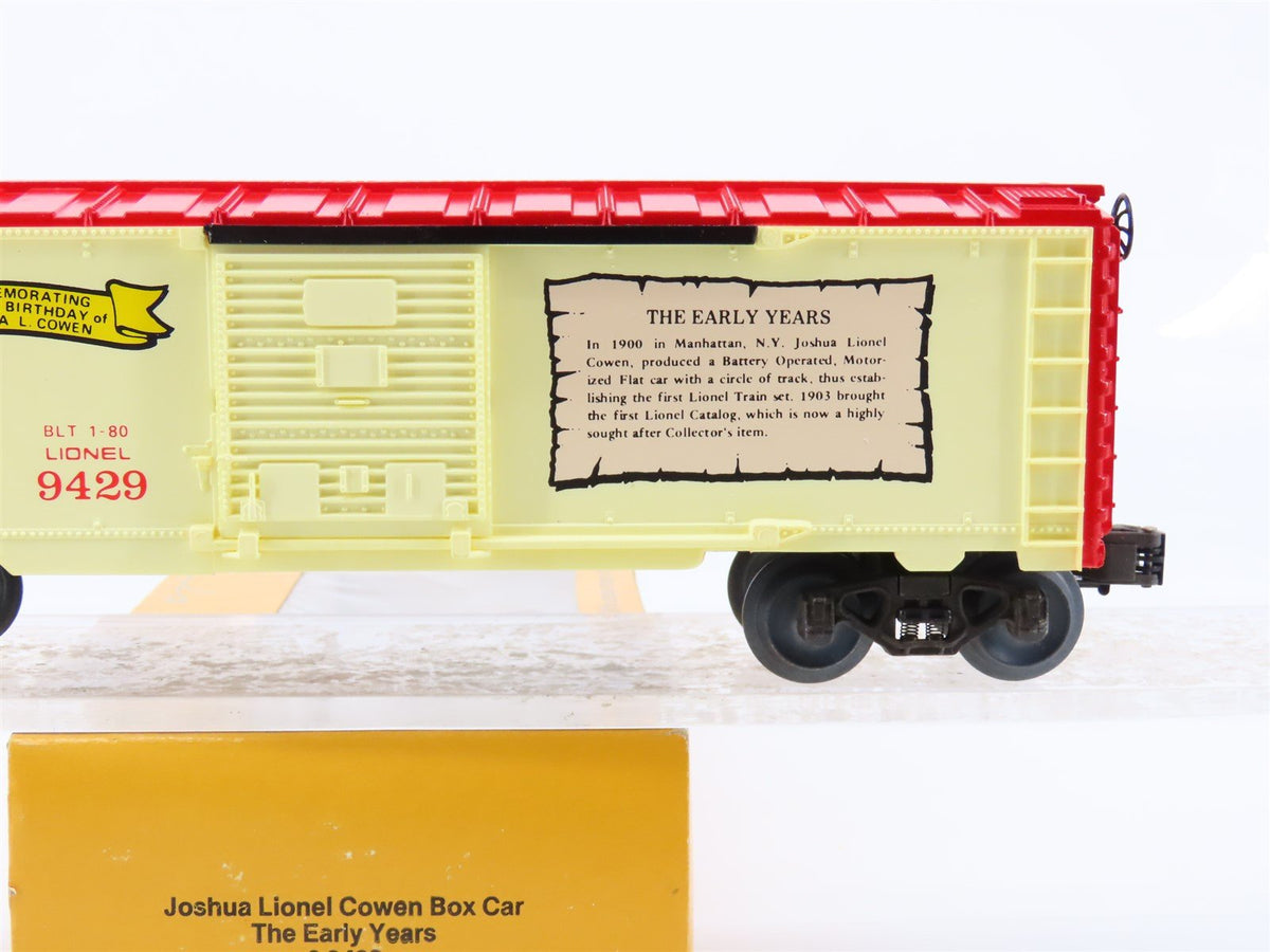 O Gauge 3-Rail Lionel 6-9429 Joshua Lionel Cowen &quot;The Early Years&quot; Box Car #9429