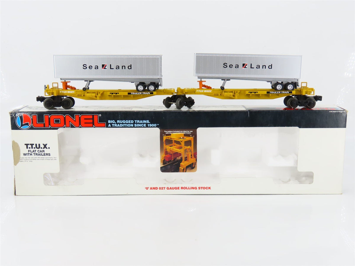 O Gauge 3-Rail Lionel 6-16322 TTUX Sealand Articulated Flat Car 16322 &amp; Trailers