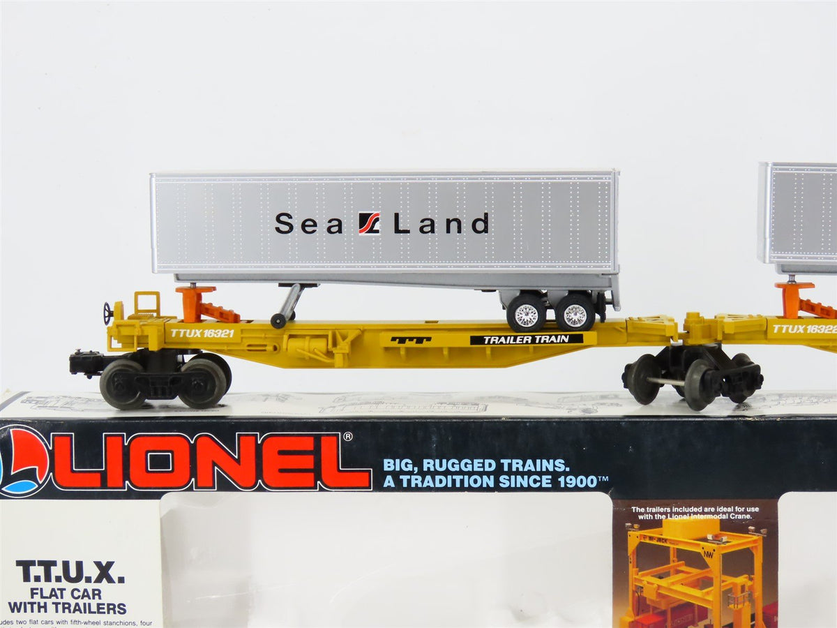 O Gauge 3-Rail Lionel 6-16322 TTUX Sealand Articulated Flat Car 16322 &amp; Trailers