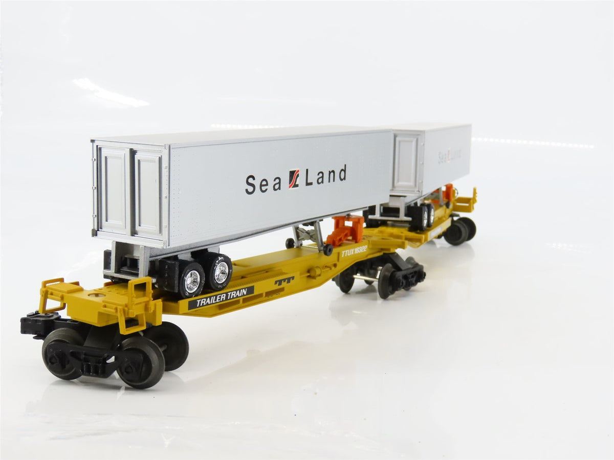 O Gauge 3-Rail Lionel 6-16322 TTUX Sealand Articulated Flat Car 16322 &amp; Trailers