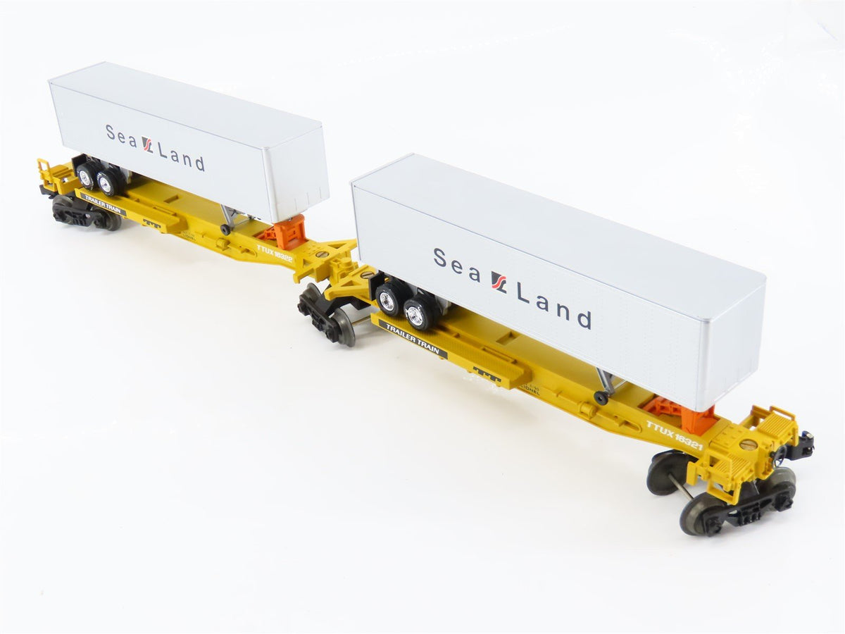 O Gauge 3-Rail Lionel 6-16322 TTUX Sealand Articulated Flat Car 16322 &amp; Trailers