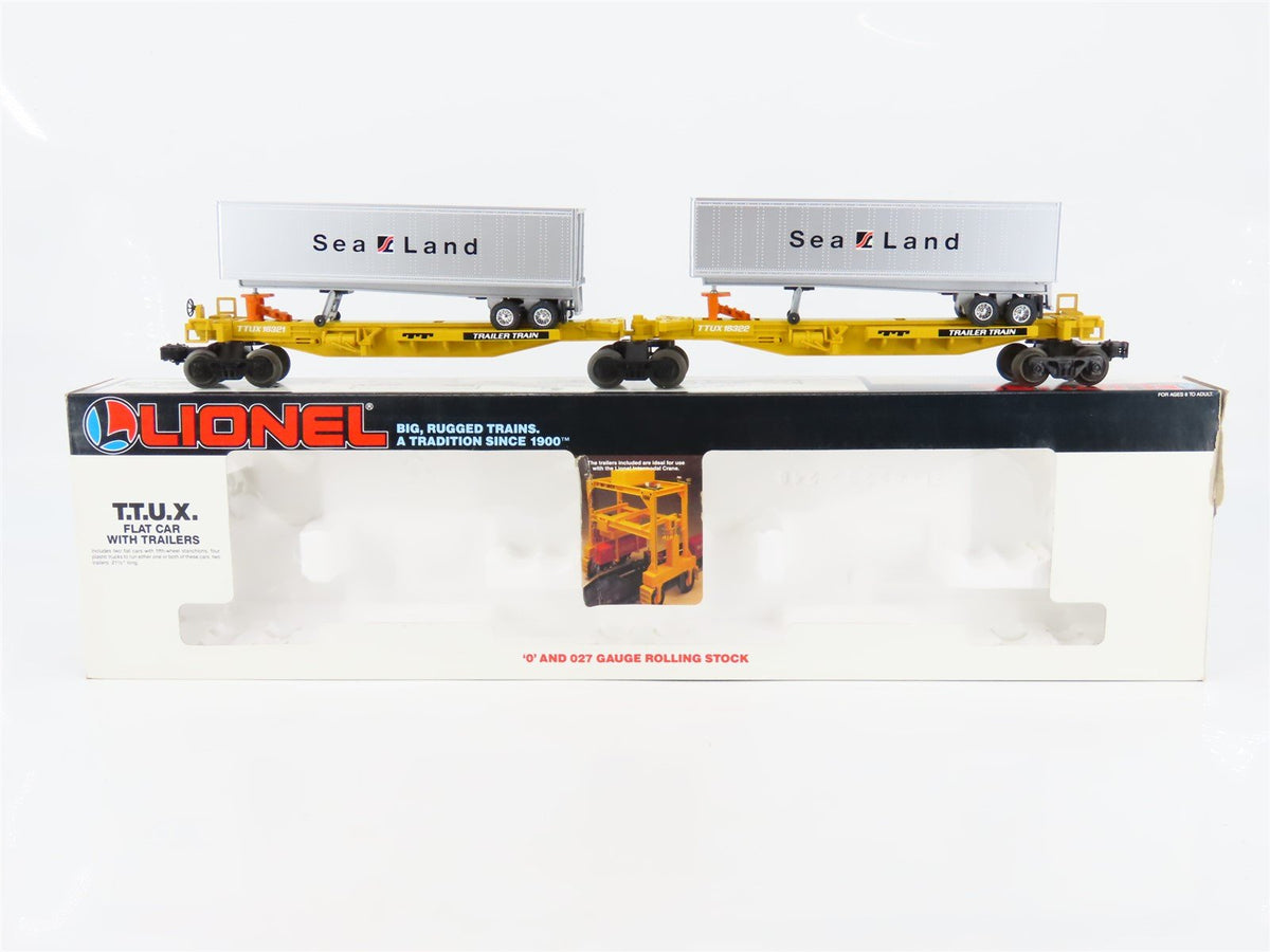 O Gauge 3-Rail Lionel 6-16322 TTUX Sealand Articulated Flat Car 16322 &amp; Trailers