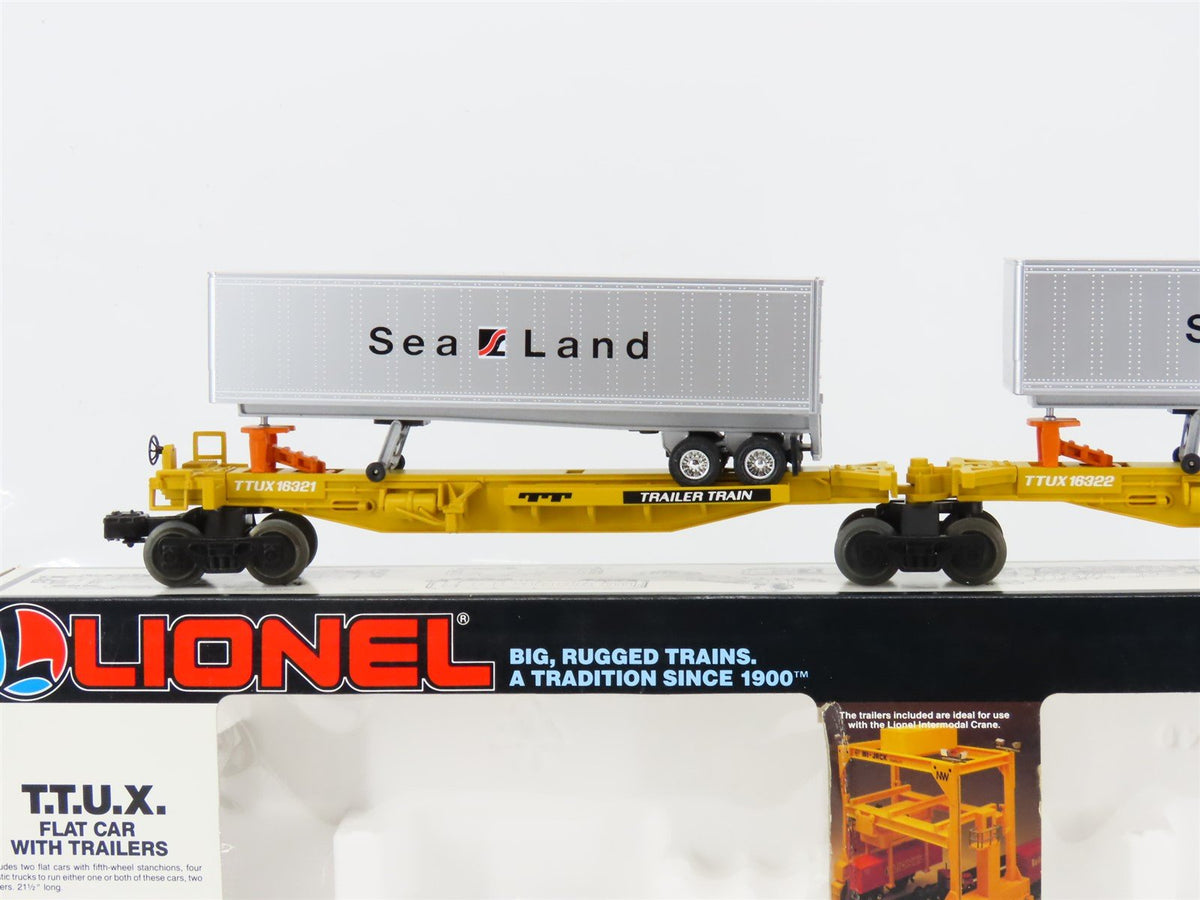 O Gauge 3-Rail Lionel 6-16322 TTUX Sealand Articulated Flat Car 16322 &amp; Trailers