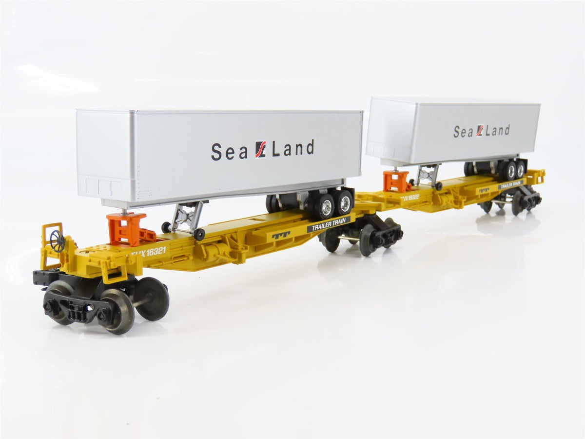 O Gauge 3-Rail Lionel 6-16322 TTUX Sealand Articulated Flat Car 16322 &amp; Trailers