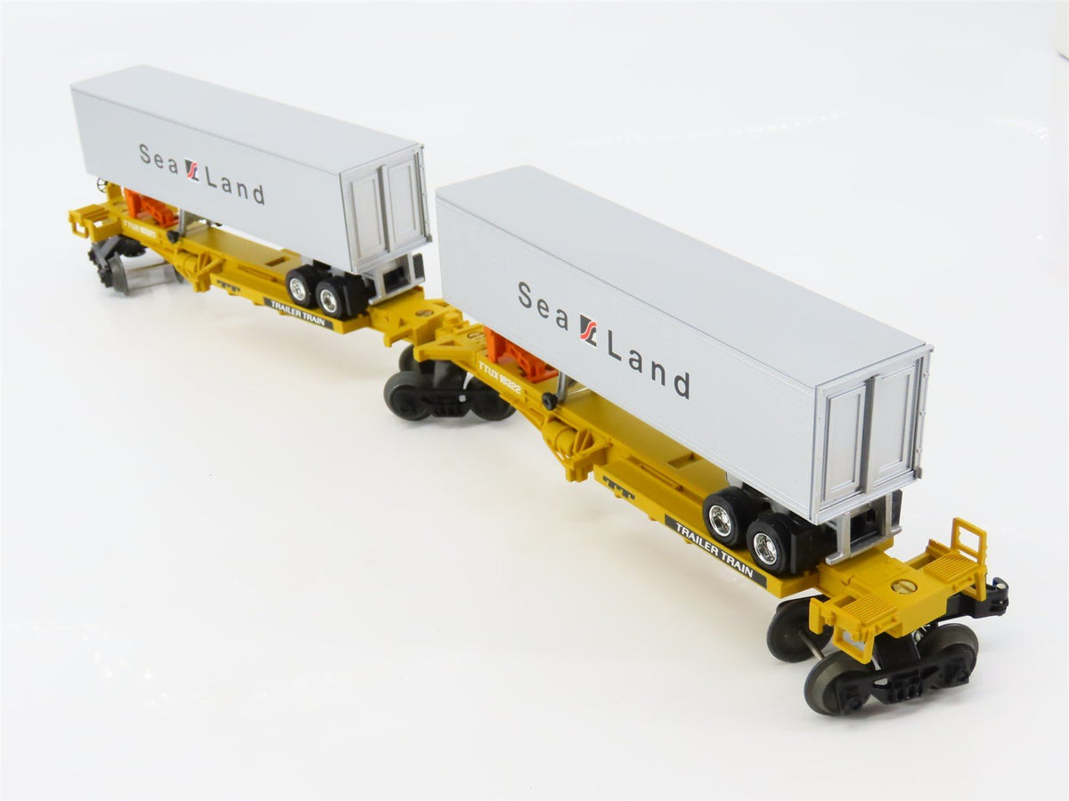 O Gauge 3-Rail Lionel 6-16322 TTUX Sealand Articulated Flat Car 16322 &amp; Trailers