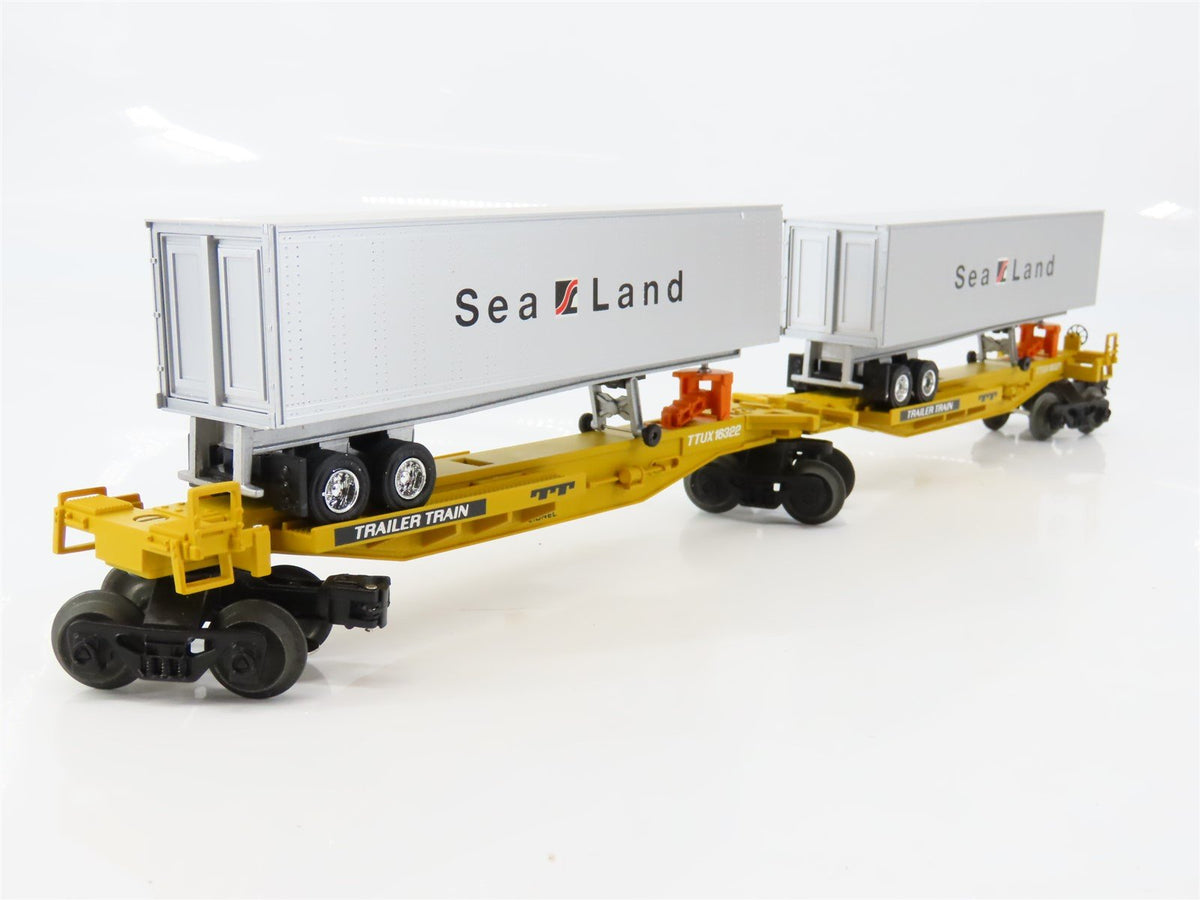 O Gauge 3-Rail Lionel 6-16322 TTUX Sealand Articulated Flat Car 16322 &amp; Trailers