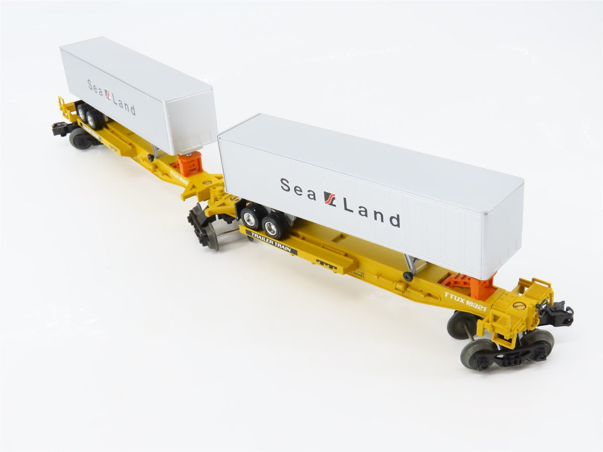 O Gauge 3-Rail Lionel 6-16322 TTUX Sealand Articulated Flat Car 16322 &amp; Trailers