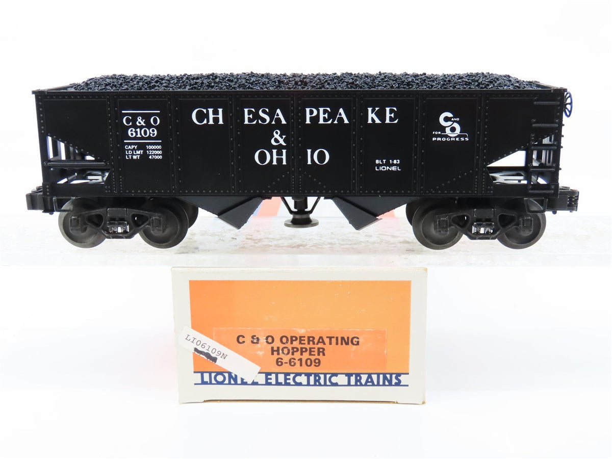 O Gauge 3-Rail Lionel 6-6109 C&amp;O Chesapeake &amp; Ohio Operating 2-Bay Hopper #6109