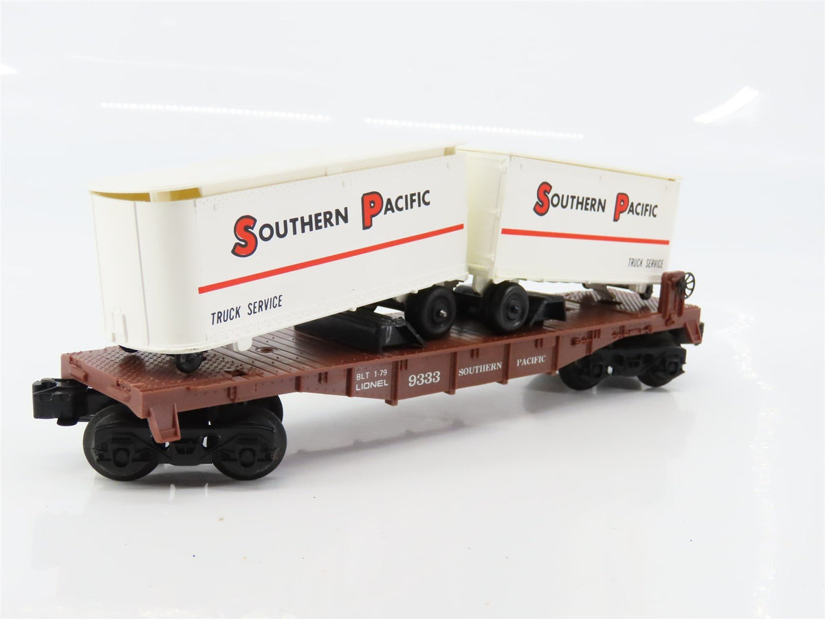 O Gauge 3-Rail Lionel 6-9333 SP Southern Pacific Flat Car #9333 w/ Trailers