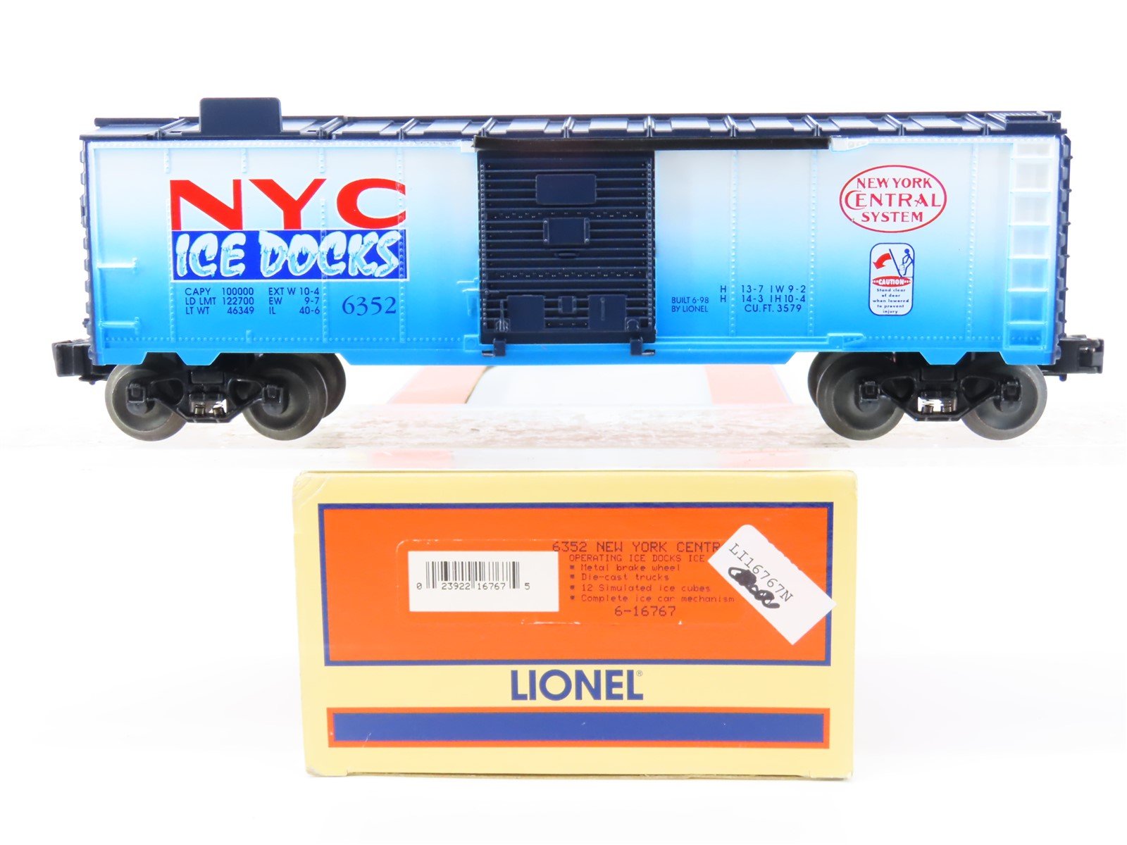 O Gauge 3-Rail Lionel 6-16767 NYC New York Central Operating Ice Car #6352