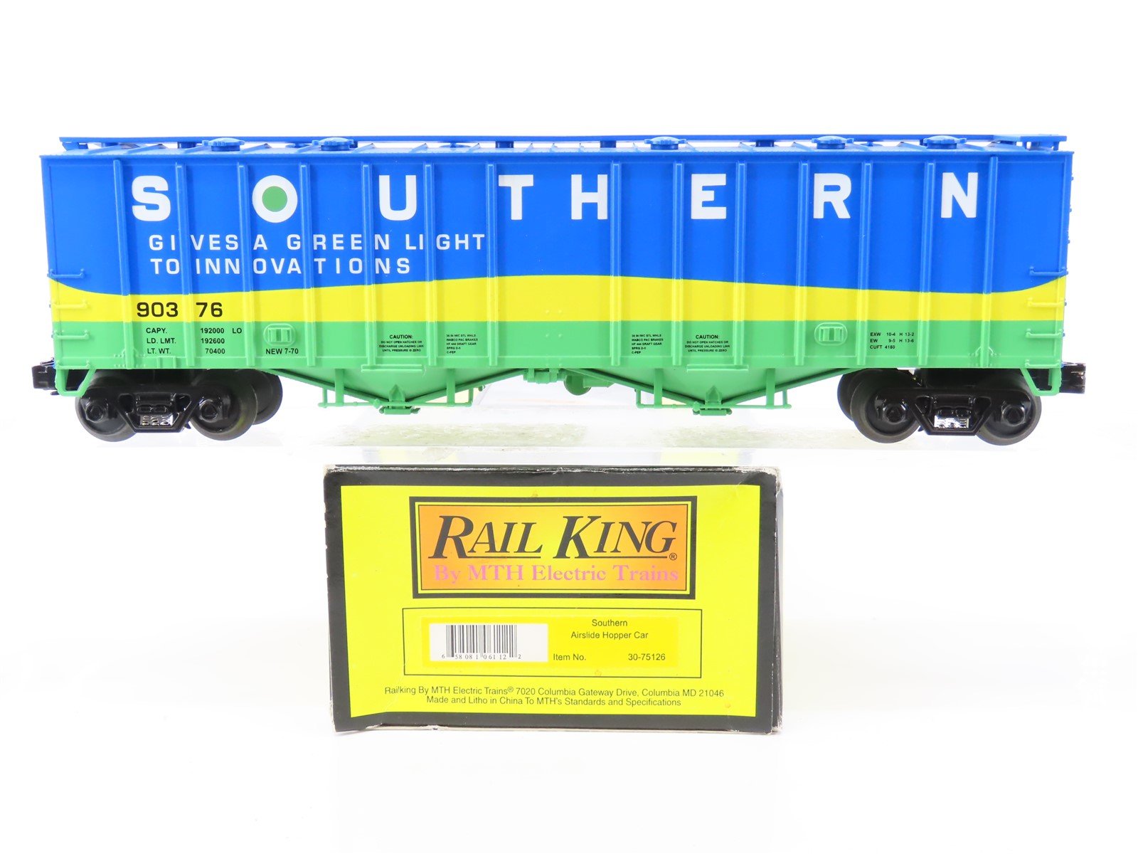 O Gauge 3-Rail MTH Rail King 30-75126 SOU Southern Wave 2-Bay Airslide Hopper