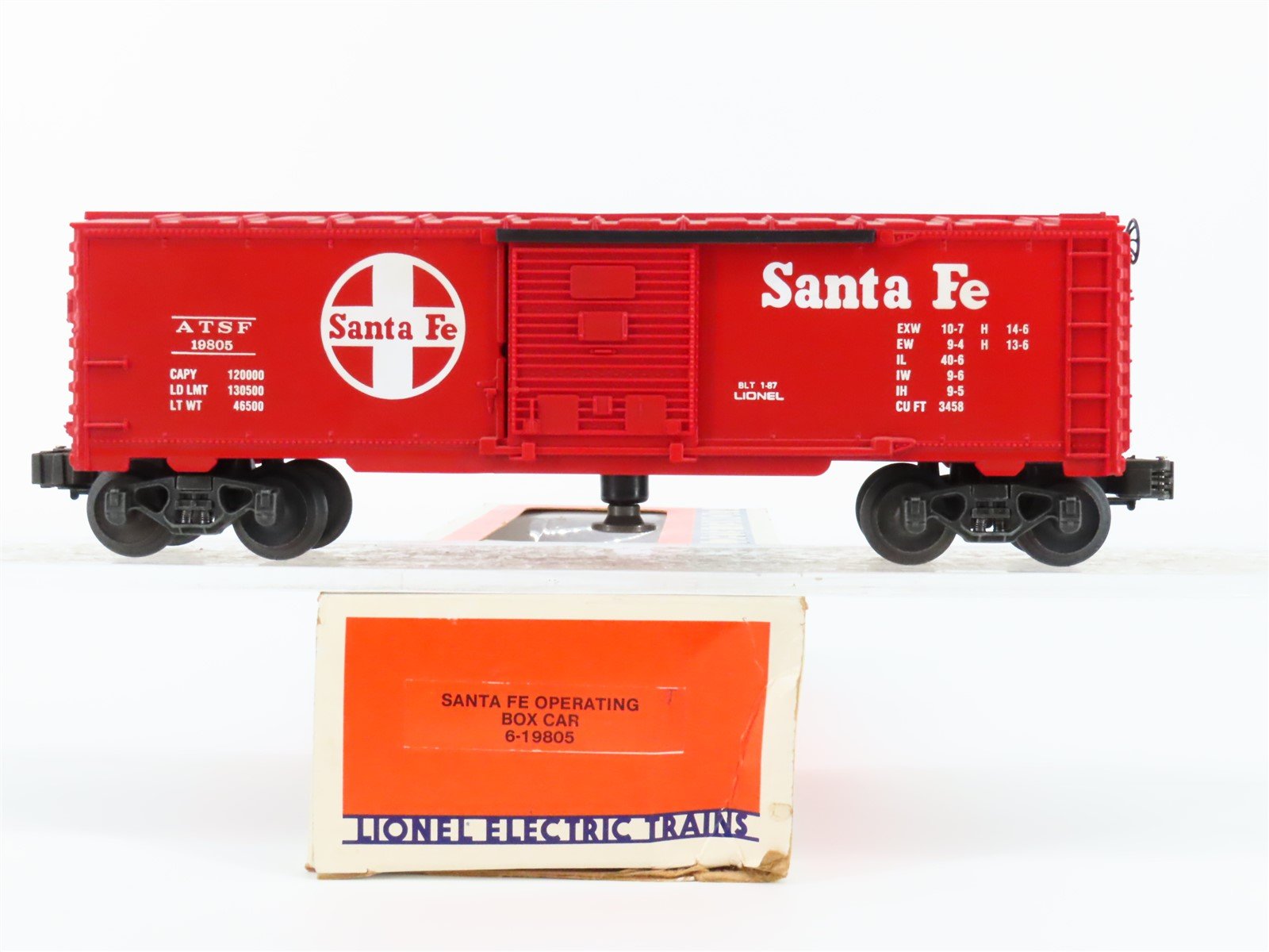 O Gauge 3-Rail Lionel 6-19805 ATSF Santa Fe Operating Single Door Box Car #19805