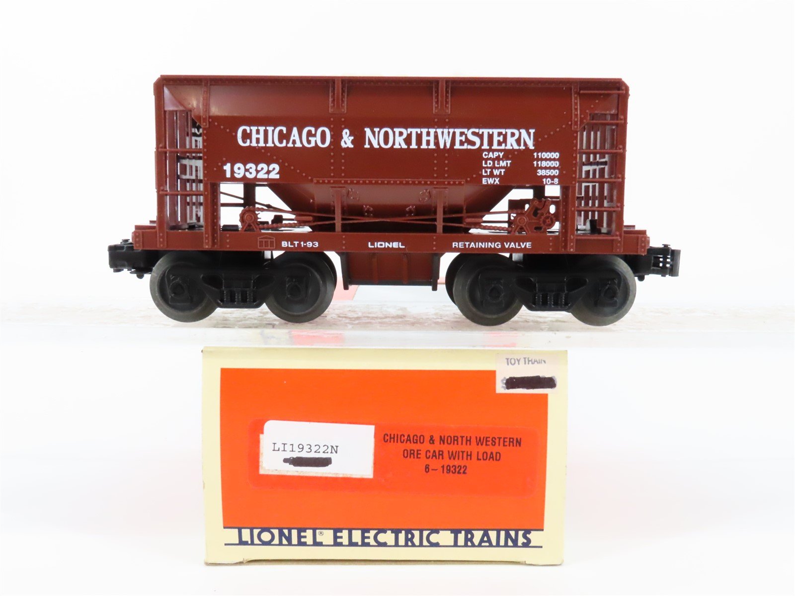 O Gauge 3-Rail Lionel #6-19322 CNW Chicago & North Western Ore Car w/ Load