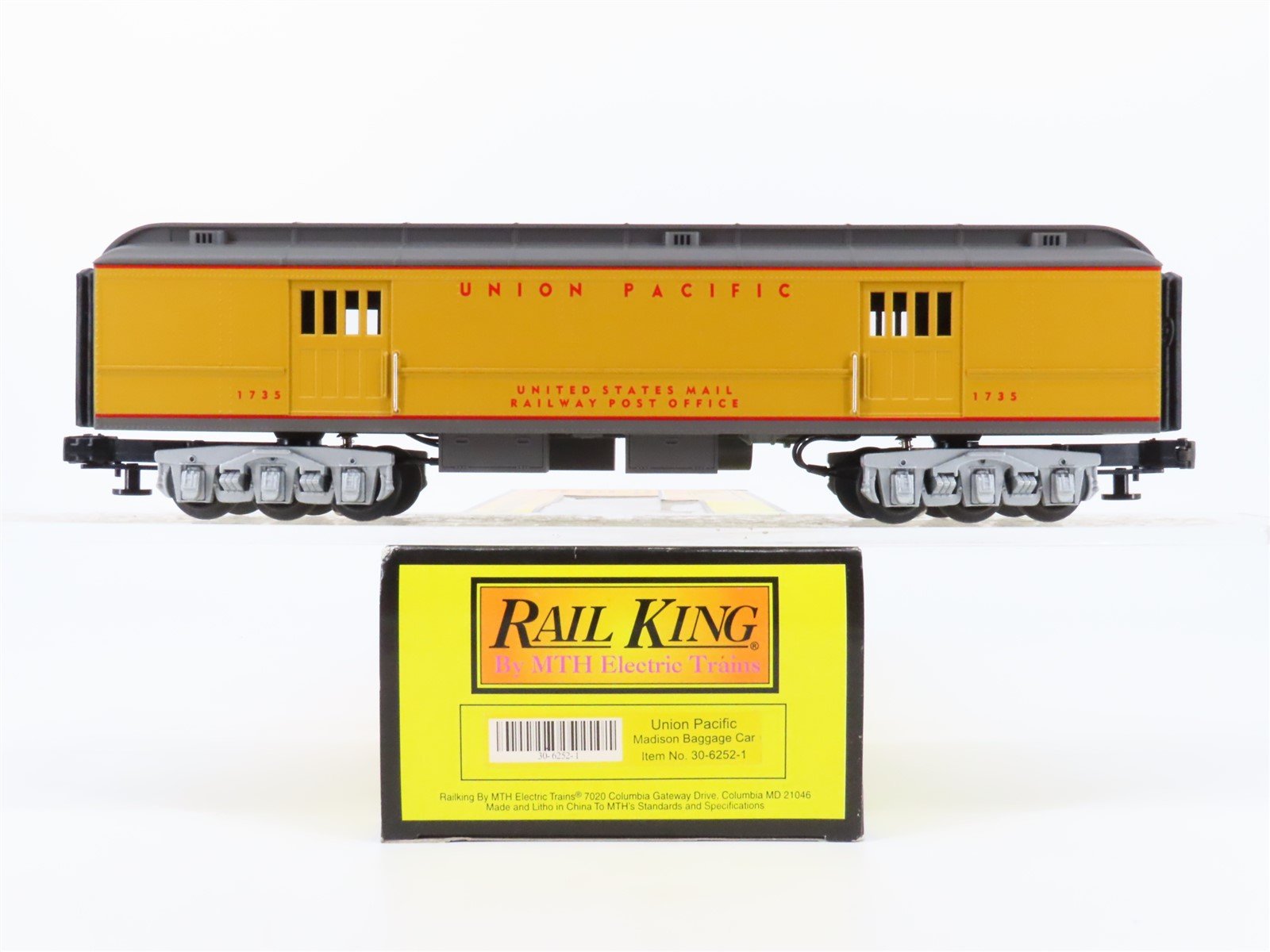 O/27 Gauge 3-Rail MTH Rail King #30-6252-1 UP Madison Baggage Passenger #1735