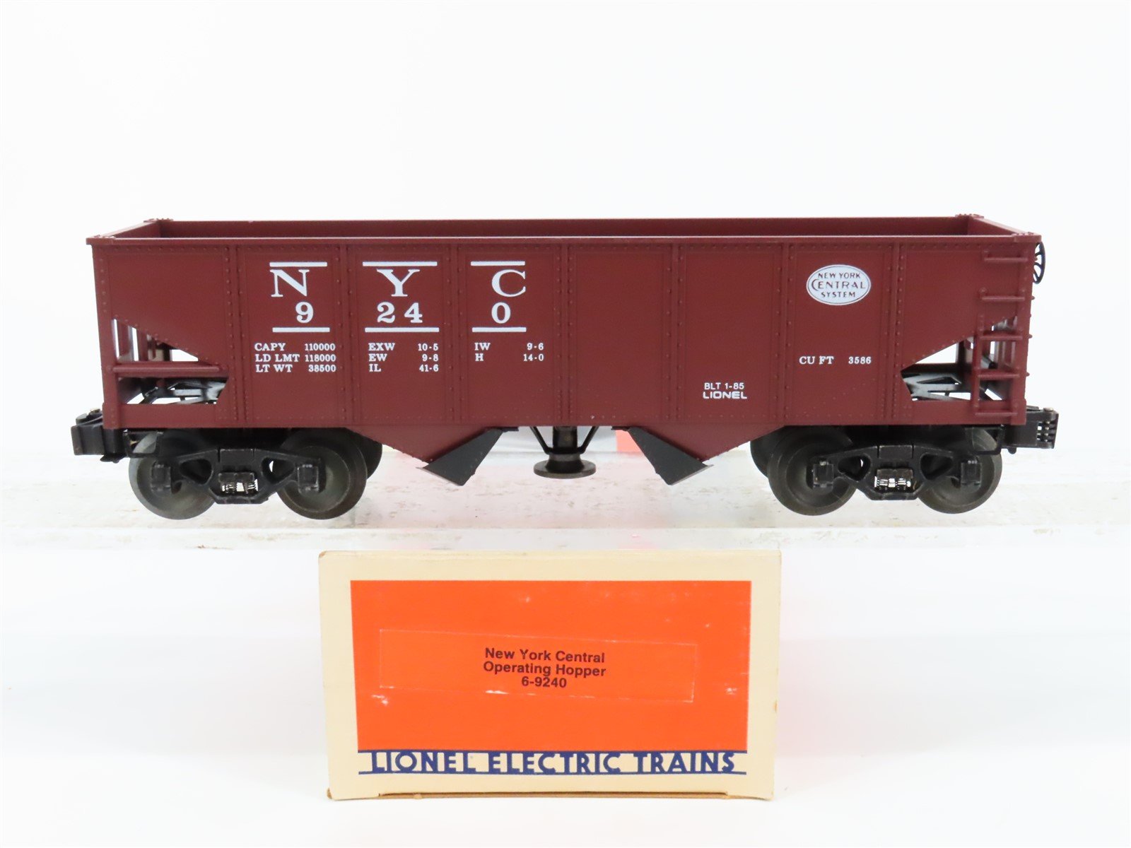 O Gauge 3-Rail Lionel 6-9240 NYC New York Central Operating 2-Bay Hopper #9240