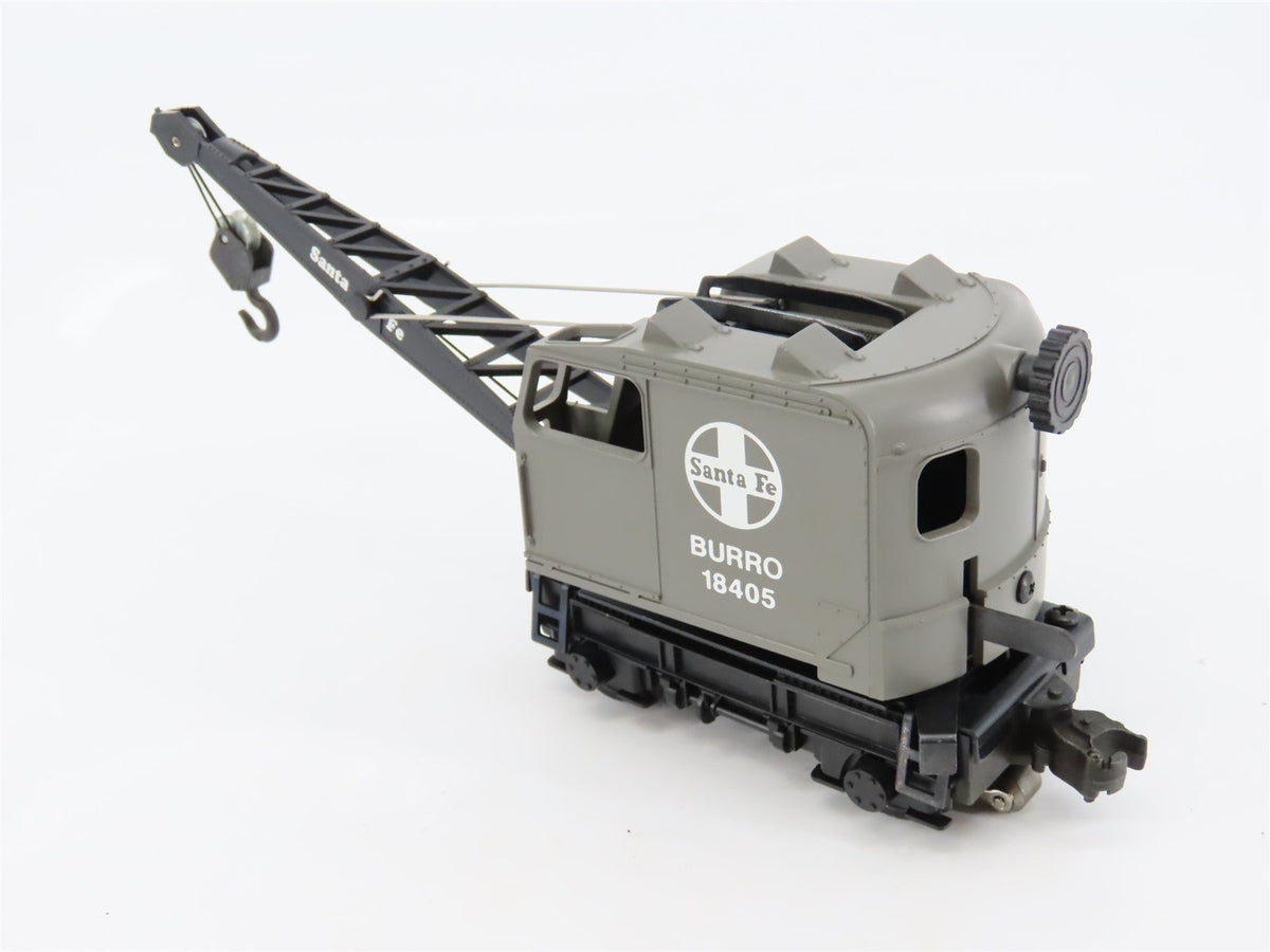 O Gauge 3-Rail Lionel ATSF Santa Fe Burro Wreck Crane Car #18405 Powered