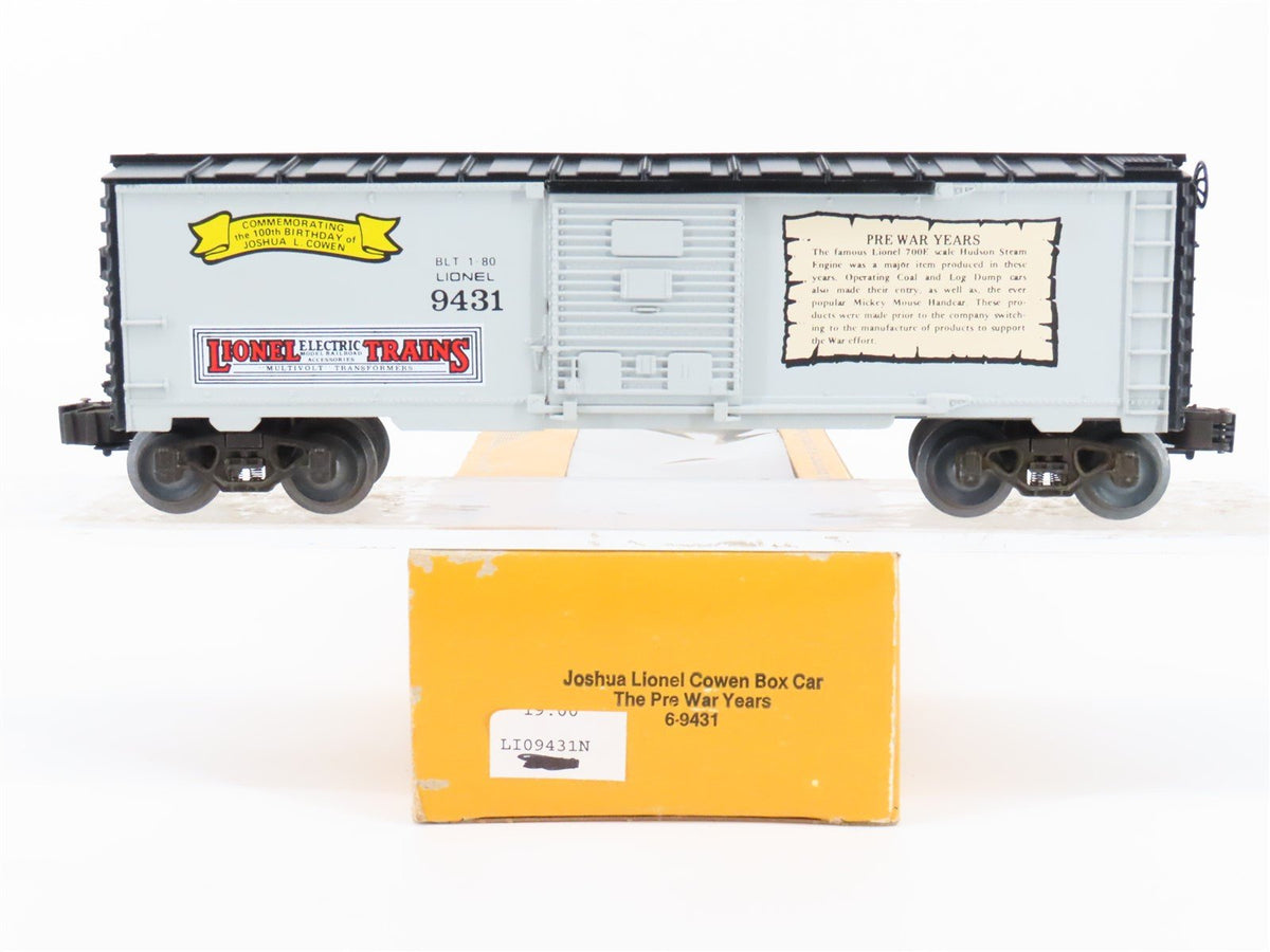 O Gauge 3-Rail Lionel 6-9431 Joshua Lionel Cowen &quot;Pre War Years&quot; Box Car #9431