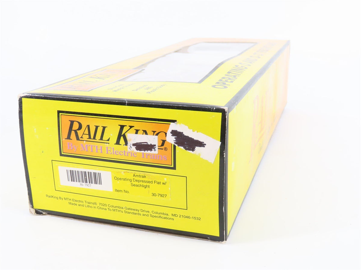 O Gauge 3-Rail MTH Rail King 30-7927 Amtrak Flat Car #16000 w/ Searchlight