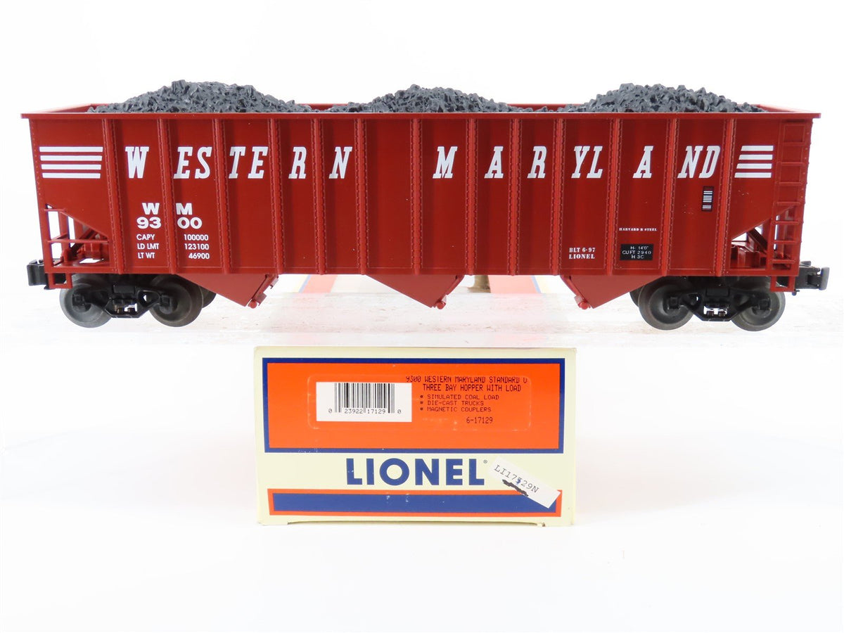 O Gauge 3-Rail Lionel 6-17129 WM Western Maryland 3-Bay Open Hopper #9300