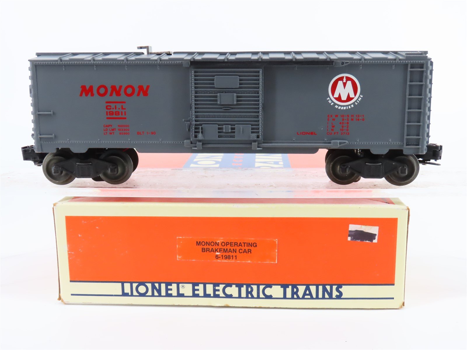 O Gauge 3-Rail Lionel 6-19811 CIL Monon Operating Brakeman Box Car