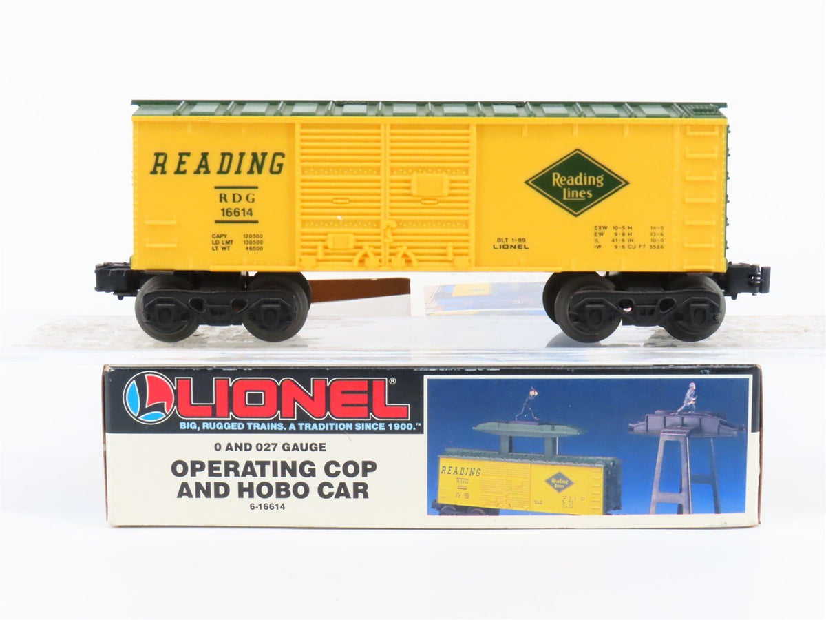 O27 Gauge 3-Rail Lionel 6-16614 RDG Reading Operating Cop &amp; Hobo Box Car