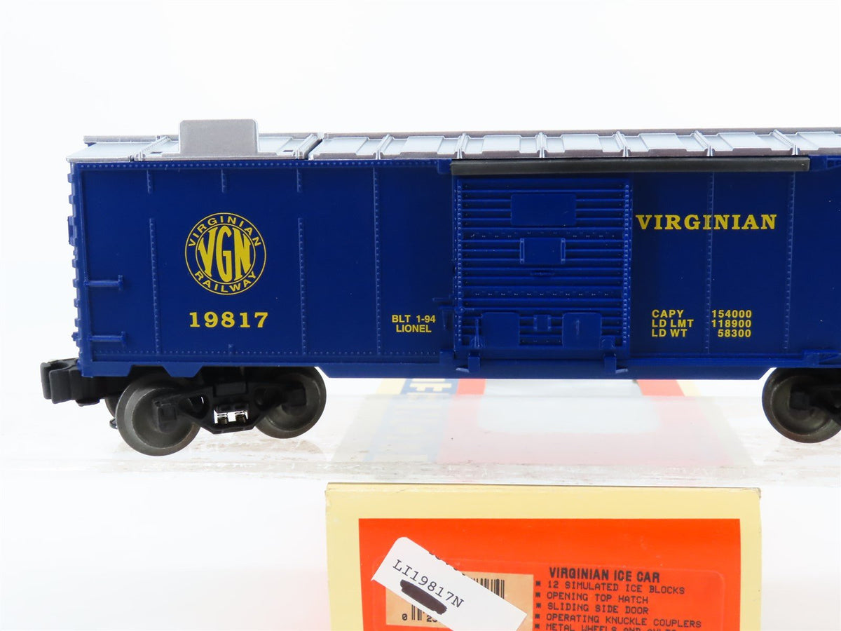 O Gauge 3-Rail Lionel #6-19817 VGN Virginian Ice Car w/ Ice Blocks