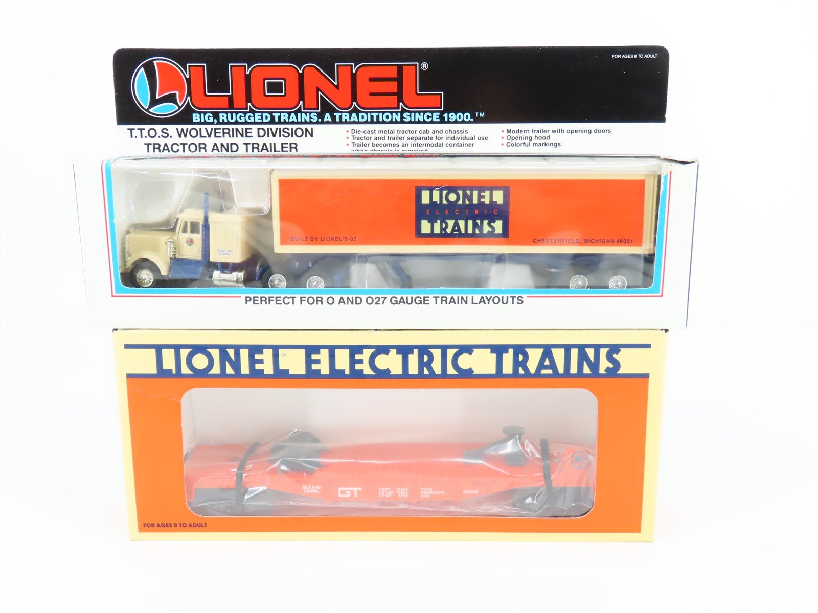 O Gauge 3-Rail Lionel #6-52040 GTW TTOS Flat Car w/ Lionel Tractor Trailer