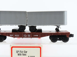 O Gauge 3-Rail Lionel #6-9122 NP Northern Pacific Flat Car #9122 w/ Vans